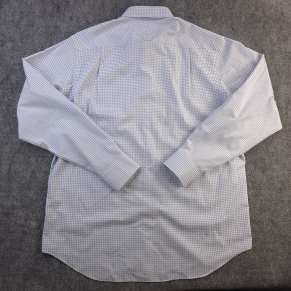 Charles Tyrwhitt Dress Shirt 17 37 Classic Fit Non Iron Blue Check Point Collar - Picture 8 of 9